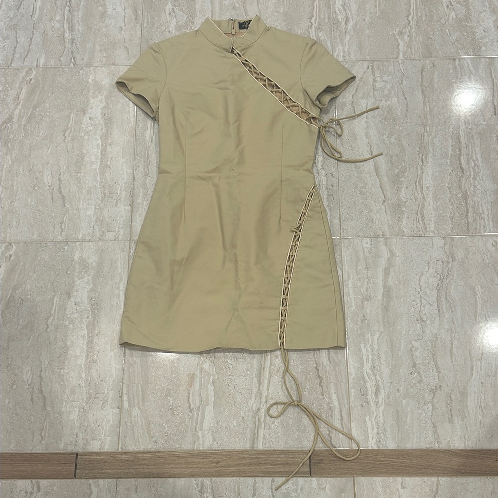De La Vali Beige Mini Dress
